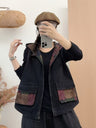 Womens Denim Vest With Large Pockets And Hood
