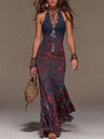 Vintage Halter-neck Floor-length Dress
